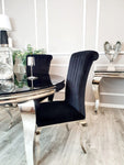 Louis 1.3m Round Dinning Table Set With Black Chairs