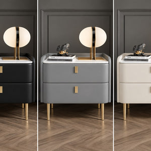 2 Drawer Bedside Cabinet in Black, Grey and Cream – Zadaz Interiors