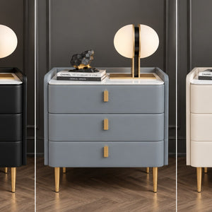 3 Drawer Bedside Cabinet in Black, Grey and Cream – Zadaz Interiors