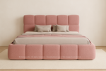 Biscotti Bouclé Bed – Blush Panelled Frame with Matching Headboard