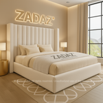 Empire Winged Headboard Bed – Cream Premium Plush
